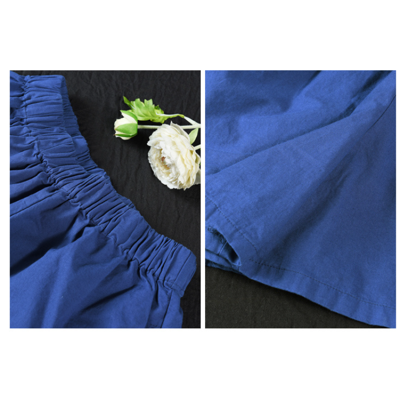 復古文藝寬鬆短褲 棉質鬆緊腰 百搭寬鬆休閒款