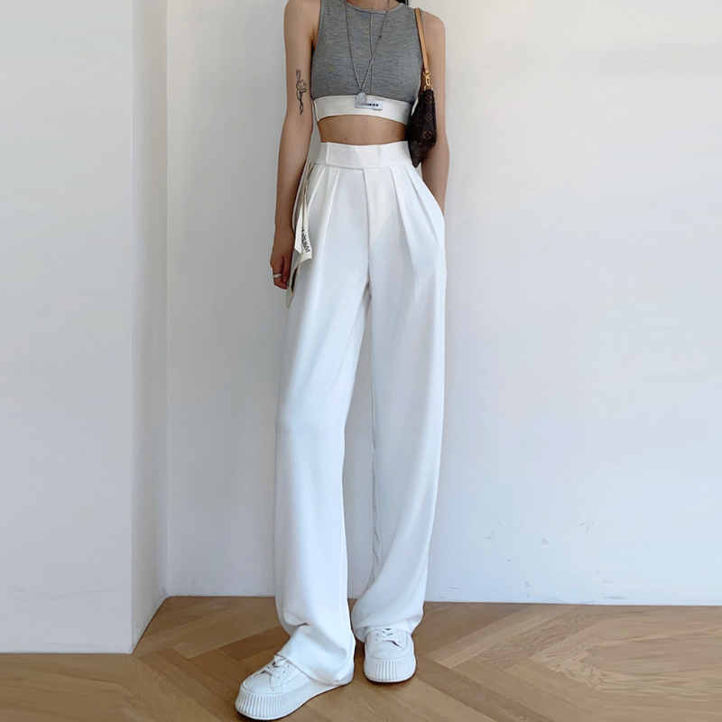 韓版「魔鬼氈」寬鬆垂墜感休閒寬褲 西裝褲