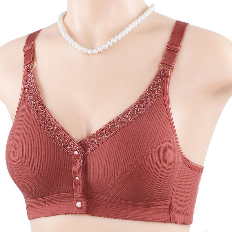 熱賣中媽媽前扣內衣無鋼圈無海綿背心式大尺碼螺旋紋胸罩