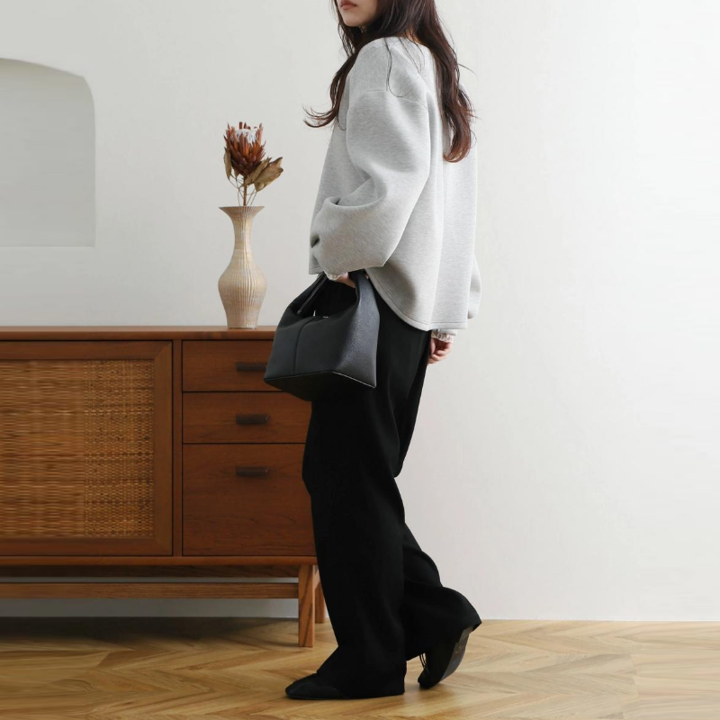 3色樂天日系寬鬆V領燈籠袖上衣-秋冬時尚百搭外套