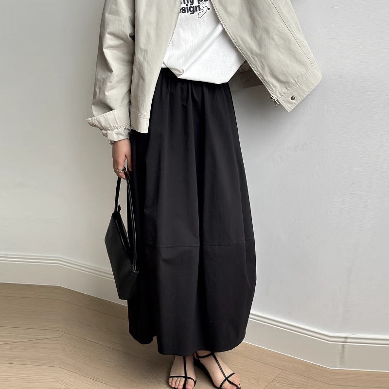 松身收腰花苞擺​ 鐘型剪裁彈力腰封​傘裙（有口袋有內襯）