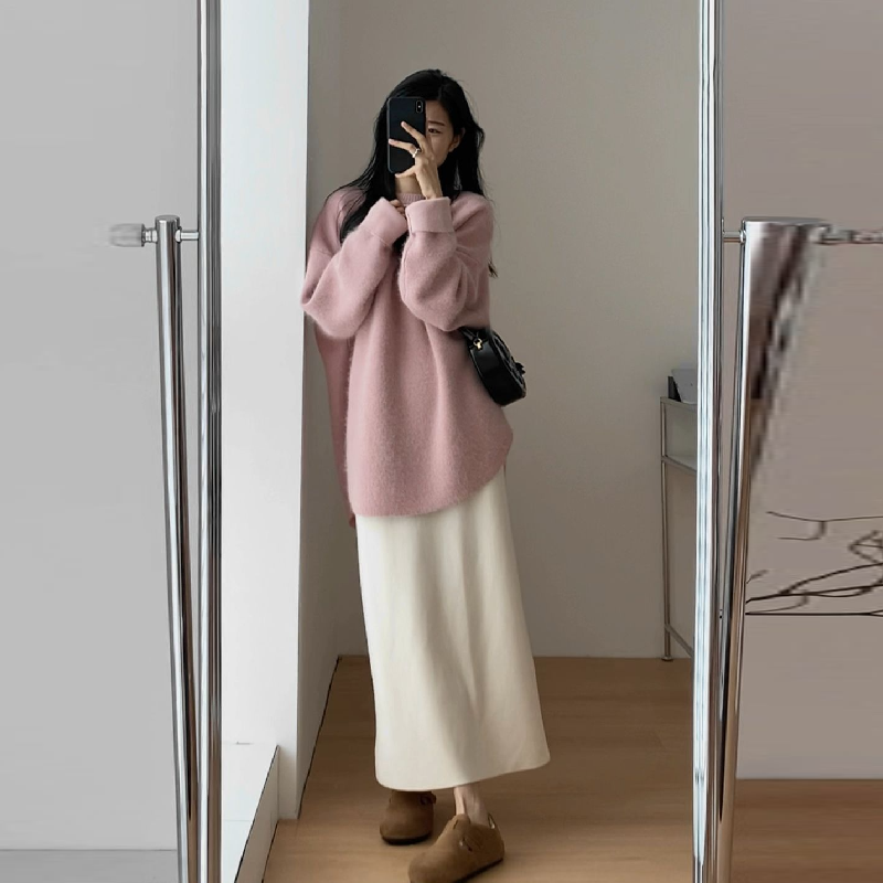 韓國寬鬆軟軟糯糯春秋薄款針織上衣 休閒韓版素面內搭