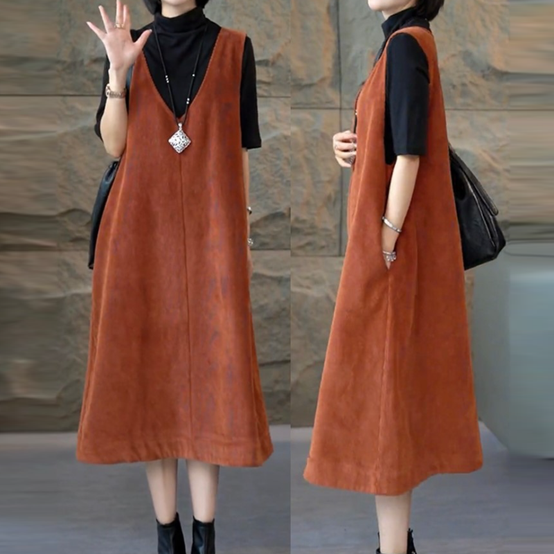 背心無袖洋裝 V領A字版 氣質顯瘦 休閒高級感（可內搭）