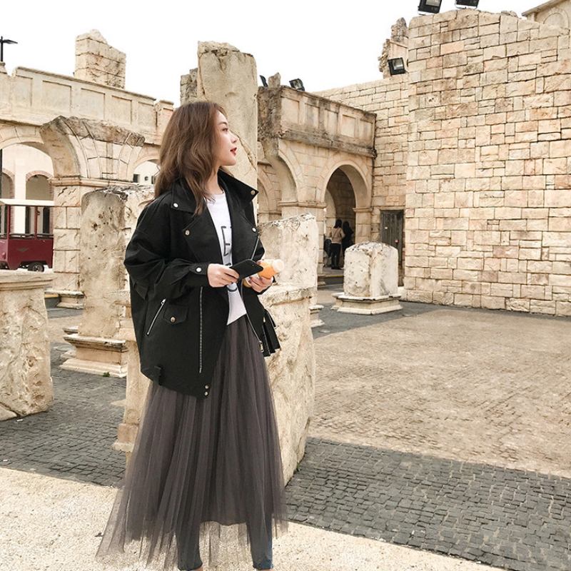 韓版休閒加厚寬鬆PU皮衣夾克短外套