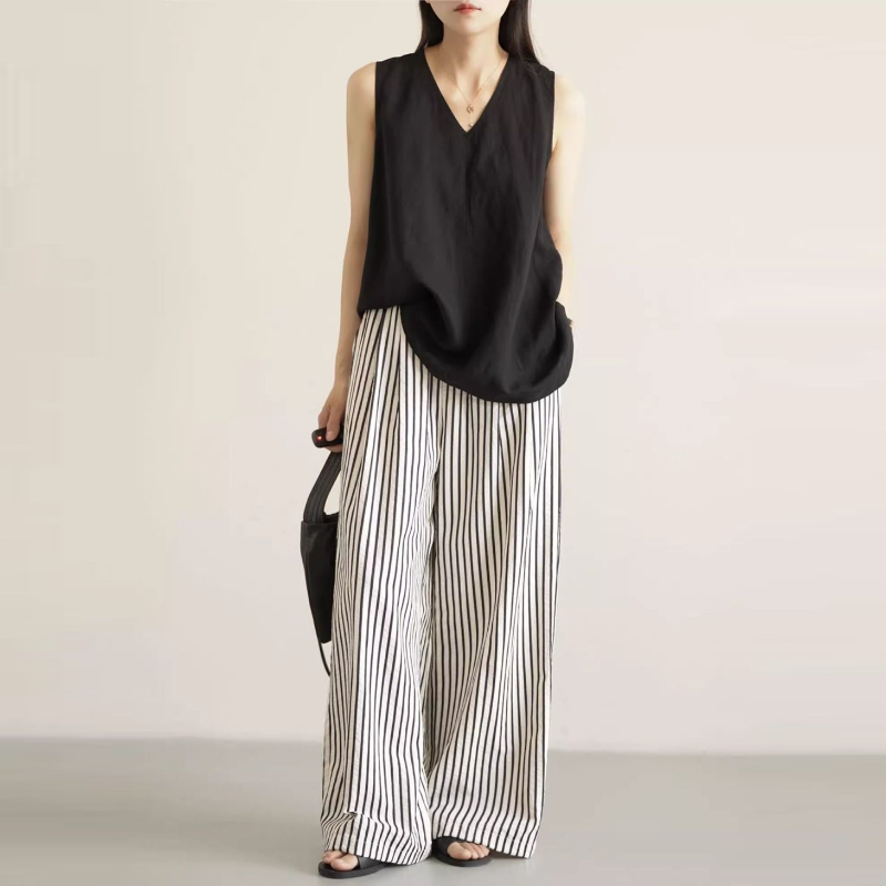 棉麻素面無袖背心＋短褲兩件式套裝 寬鬆透氣休閒款（可單買）