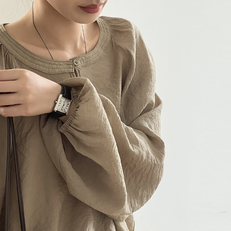 名媛風兩件套 寬鬆褶皺棉麻圓領防曬上衣＋寬褲短褲套裝