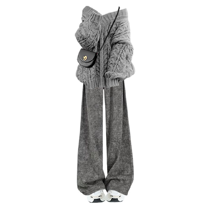 韓系慵懶風兩件套 針織毛衣＋顯瘦休閒褲 時尚氣質套裝