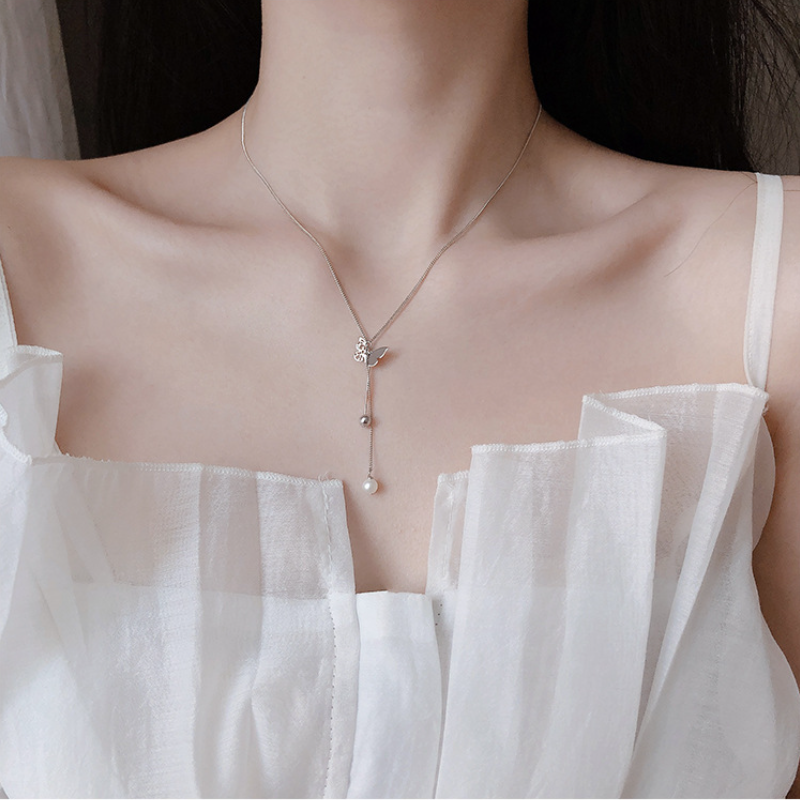 韓星同款蝶舞鎖骨鏈 流光鍍膜月光蝶鎖骨顯瘦韓系蝴蝶項鍊