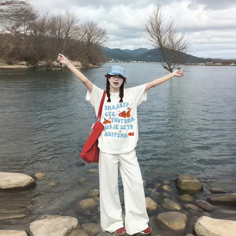 日雜卡通寬版棉T 純棉圓領短袖 百搭休閒加密工藝