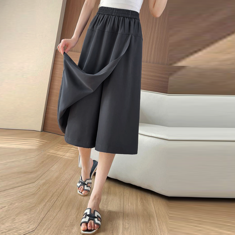 簡約顯瘦褲裙 百搭 寬鬆 設計感 不走光 八分寬褲