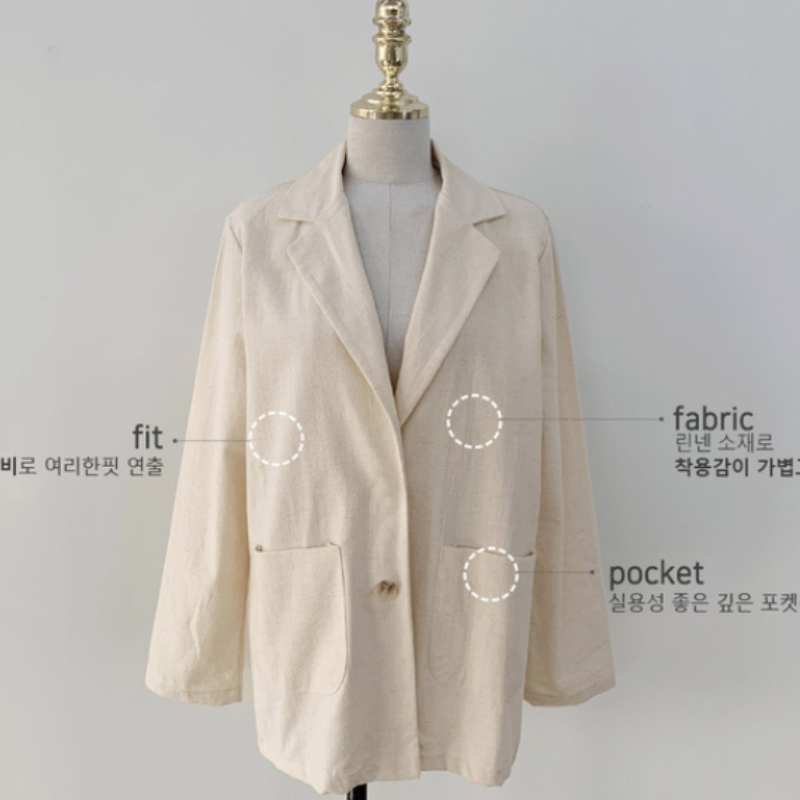 早秋韓國棉麻西裝外套 寬鬆英倫風小西服