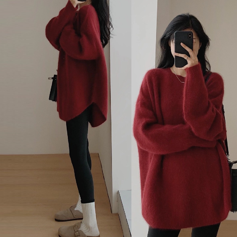 韓國寬鬆軟軟糯糯春秋薄款針織上衣 休閒韓版素面內搭