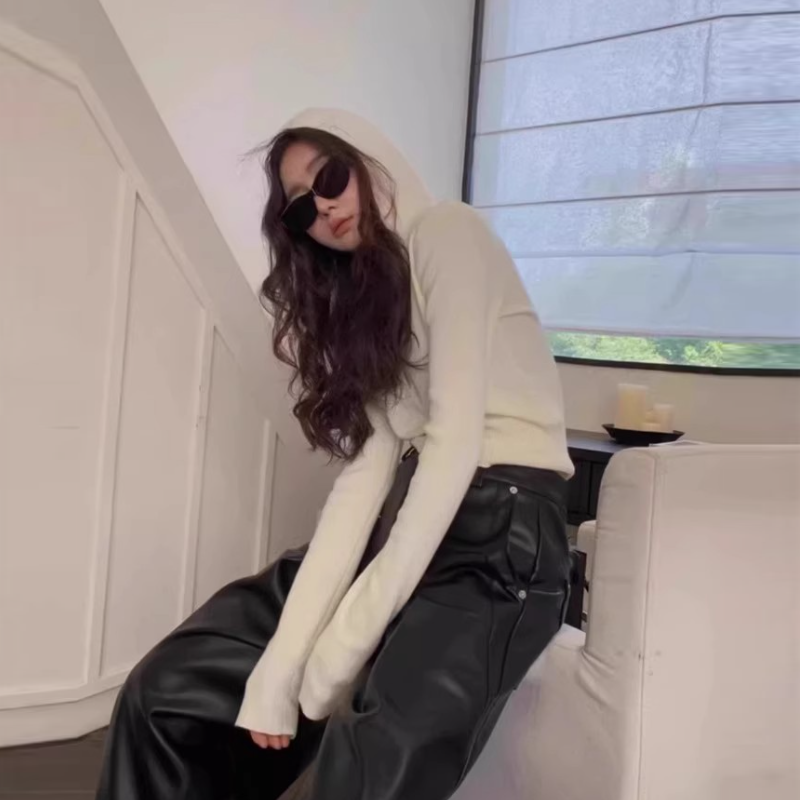 連帽針織短版上衣 5色修身 收腰顯瘦 長袖毛衣 秋季甜辣風