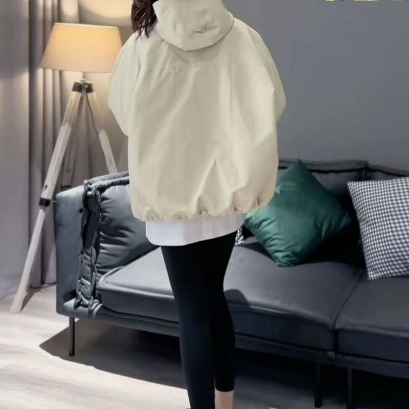韓版連帽休閒寬鬆外套-春季斜拉鍊設計感小眾衝鋒衣