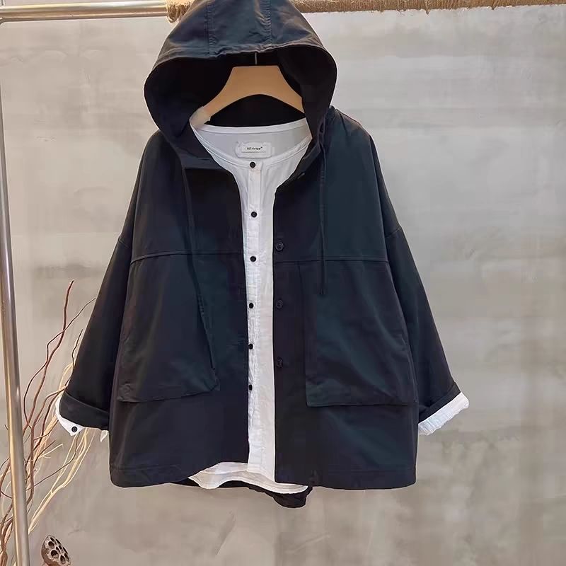 簡約．工裝韓版連帽風衣外套