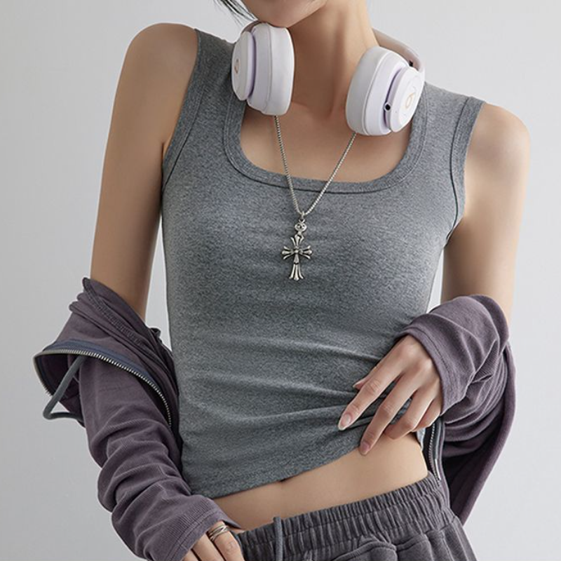 純棉U背心 副乳隱形顯瘦直角肩內搭 鎖骨U型背心