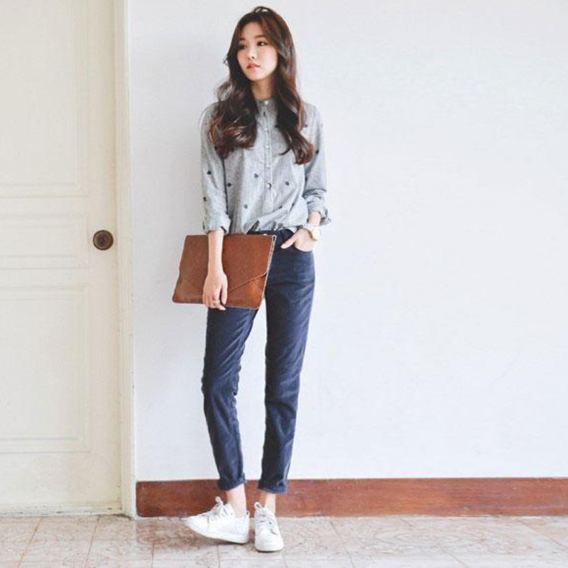 春秋立領條紋襯衫 長袖寬鬆顯瘦簡約通勤韓版上衣