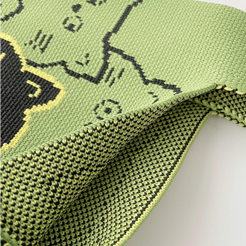 【赠】原宿通勤包貓咪針織包 卡通設計編織手腕包