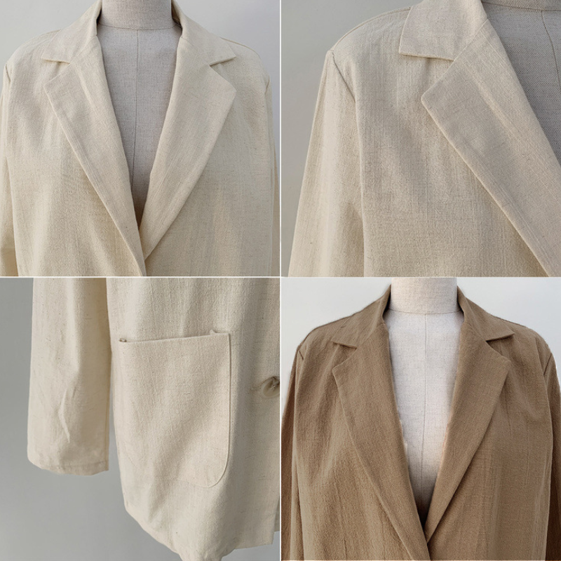 早秋韓國棉麻西裝外套 寬鬆英倫風小西服