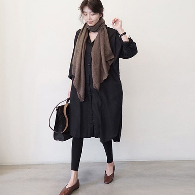 簡約 ‧ 韓國東大門純棉長袖襯衫洋裝上衣