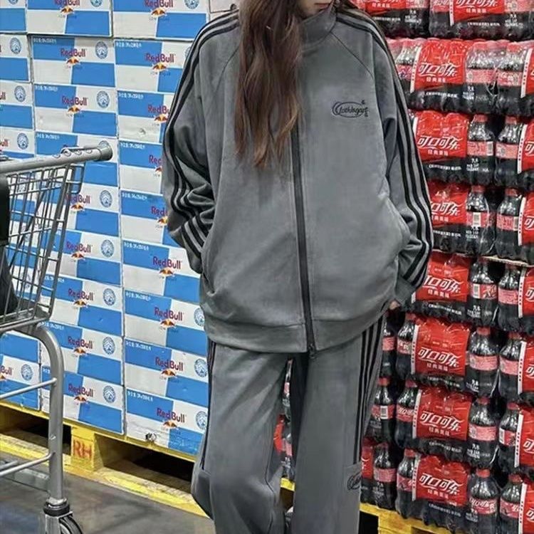 簡約 ‧ 休閒運動兩件套裝 寬鬆顯瘦超慢跑