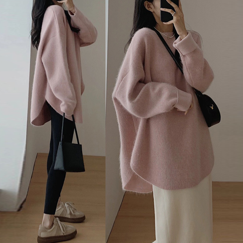 韓國寬鬆軟軟糯糯春秋薄款針織上衣 休閒韓版素面內搭