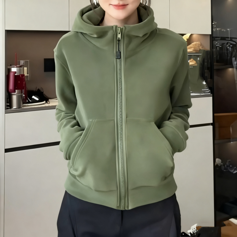 雙面絨連帽開襯外套 加絨加厚保暖 時尚百搭冬季外套