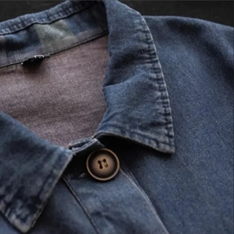 復古拼布丹寧外套 大尺碼寬鬆 厚質保暖