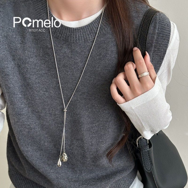 水滴墜飾可調式Y字項鍊 滑扣抽拉設計 毛衣鍊必備