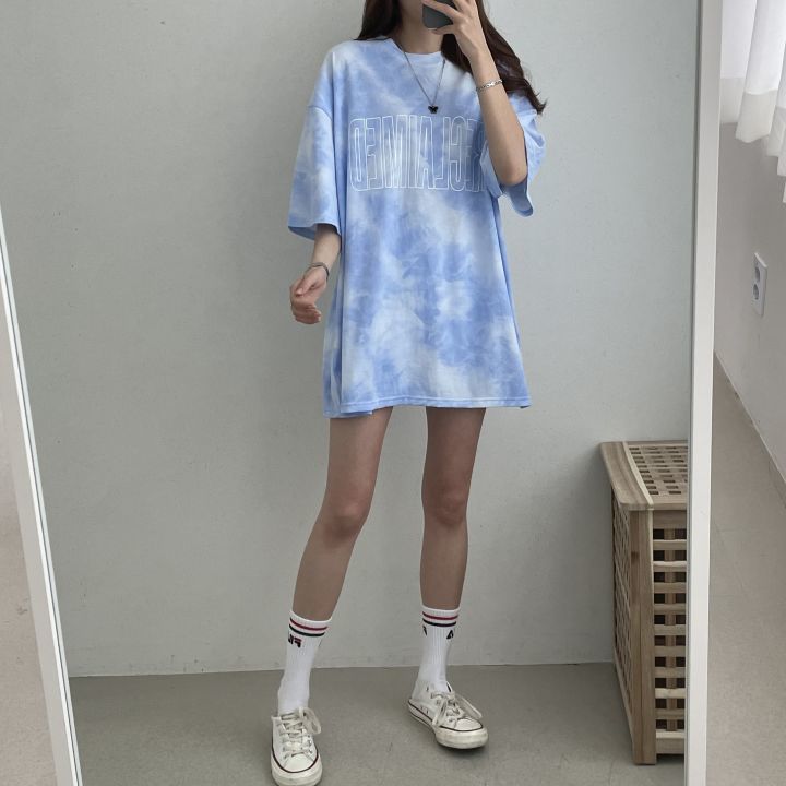 水洗暈染寬鬆短袖T恤 寬鬆街頭風 休閒百搭款