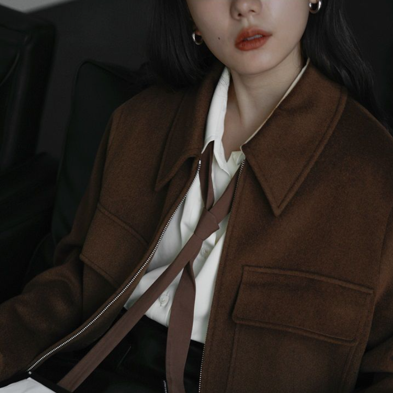 韓國春夏慵懶風寬鬆版型襯衫 小眾領帶設計（配領帶）