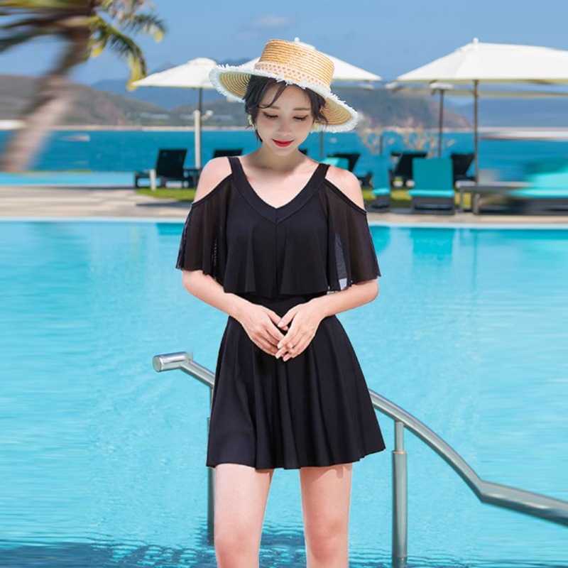 印花裙式泳衣 遮肚修飾設計 渡假風海邊溫泉款