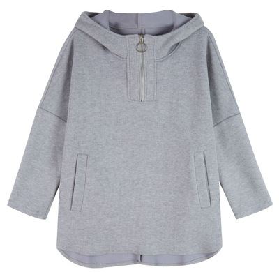 冬季韓系連帽帽T 寬鬆顯瘦拉鍊外套 設計感上衣