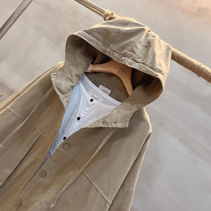 簡約．工裝韓版連帽風衣外套