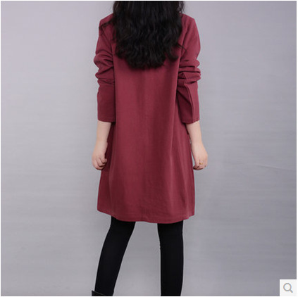 秋季韓版休閒立領寬鬆顯瘦長袖連身裙 大尺碼洋裝