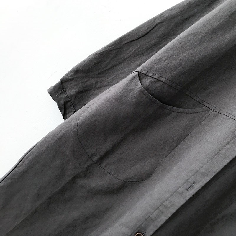 春夏款日系和紙棉麻罩衫 立領長袖襯衫