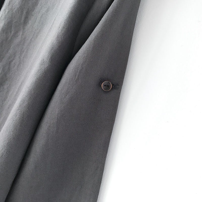 春夏款日系和紙棉麻罩衫 立領長袖襯衫