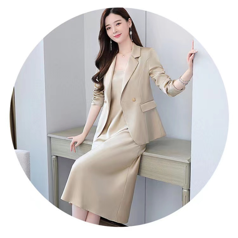 洋氣質高檔西裝裙套裝 寬鬆遮肉顯瘦兩件套