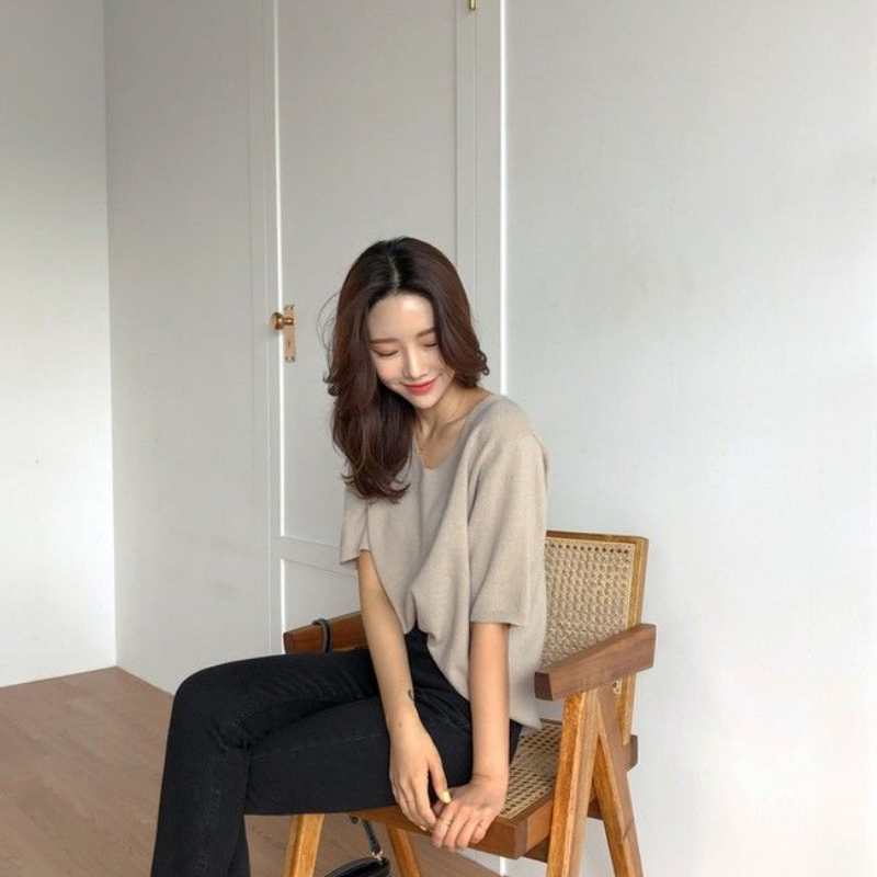 韓國熱銷慵懶風垂感針織上衣 鬆身不垮剪裁冷研冰感