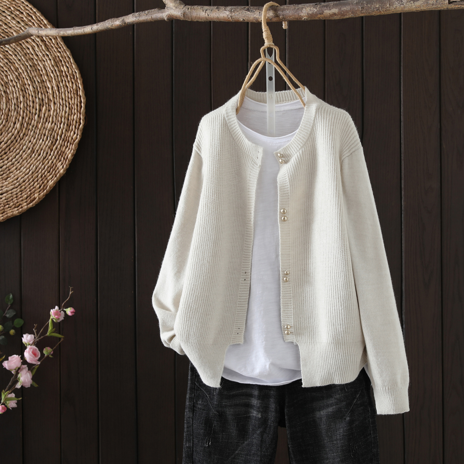 韓系純色慵懶風針織開衫外套 寬鬆長袖超軟糯毛衣 修身顯瘦百搭設計