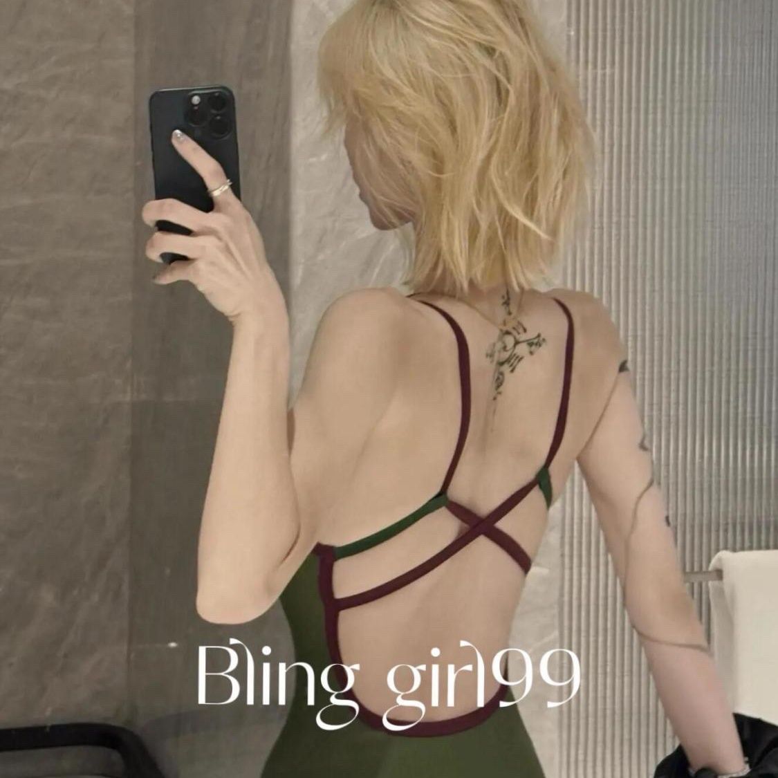 美背連身泳衣 細肩帶交叉設計 修身版型 顯白質感款