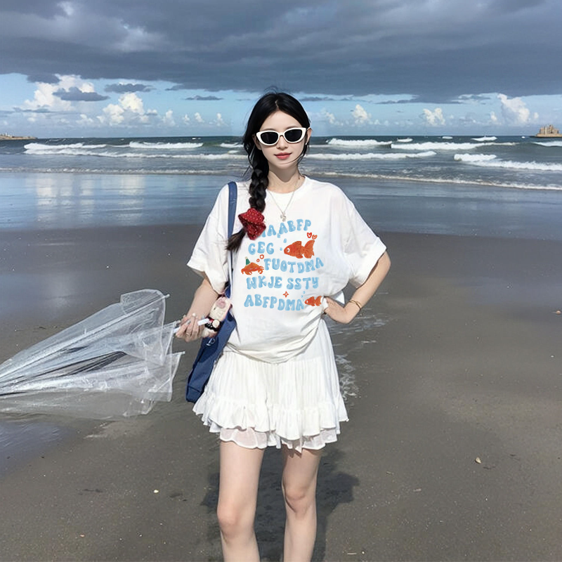 日雜卡通寬版棉T 純棉圓領短袖 百搭休閒加密工藝