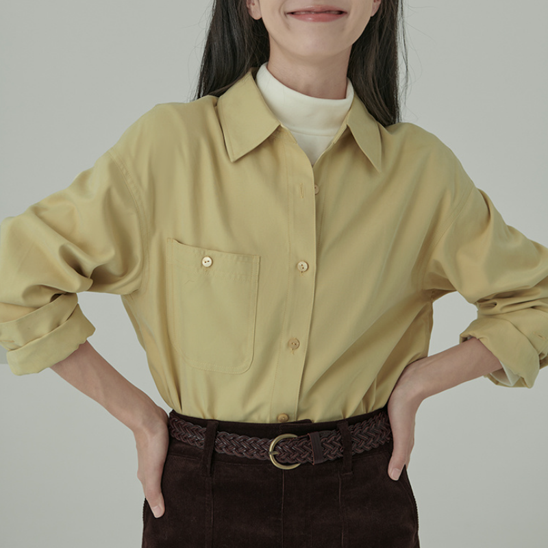 韓國柔絲絨襯衫 春秋新款氛圍遮肉感百搭襯衫上衣