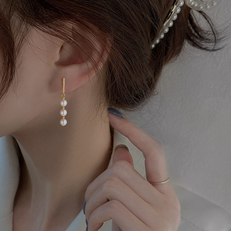 高級感輕奢珍珠耳飾 流蘇耳環長款