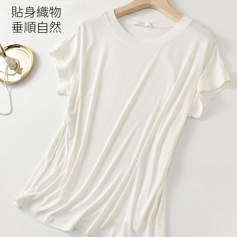 韓版夏季小飛袖柔軟上衣 氣質百搭時尚修身圓領設計感洋氣飛飛袖