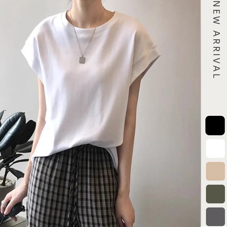 通勤百搭設計感小飛袖 無袖T恤 寬鬆 純棉大版 無袖T恤背心上衣T