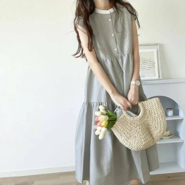 韓國chic ‧ 4色條紋蝴蝶結設計連身裙