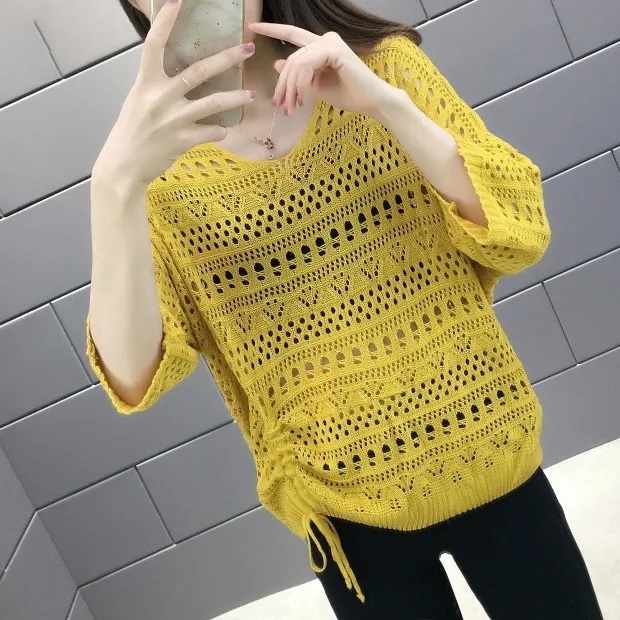 【單品可選】韓版罩衫鏤空蝙蝠袖+連身裙套組兩件套 綁帶紐扣設計透膚時尚感