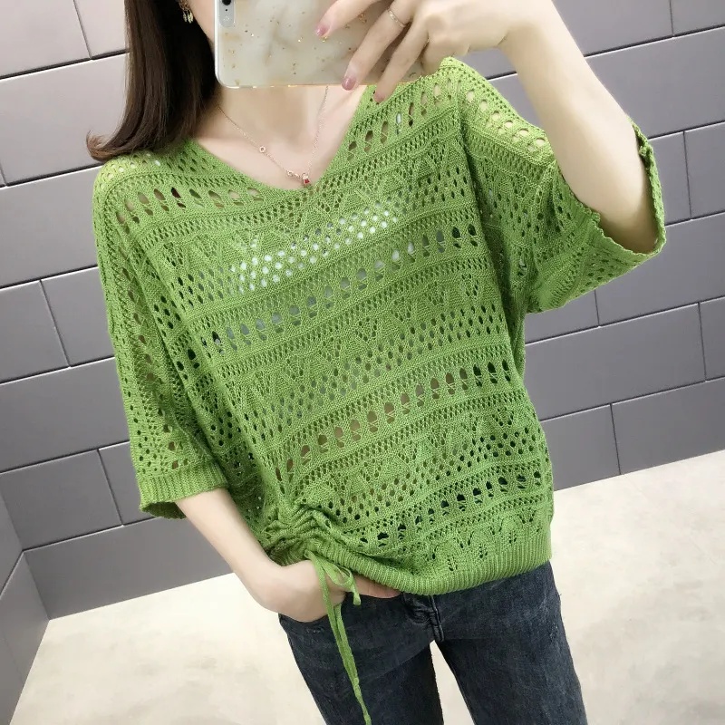 【單品可選】韓版罩衫鏤空蝙蝠袖+連身裙套組兩件套 綁帶紐扣設計透膚時尚感