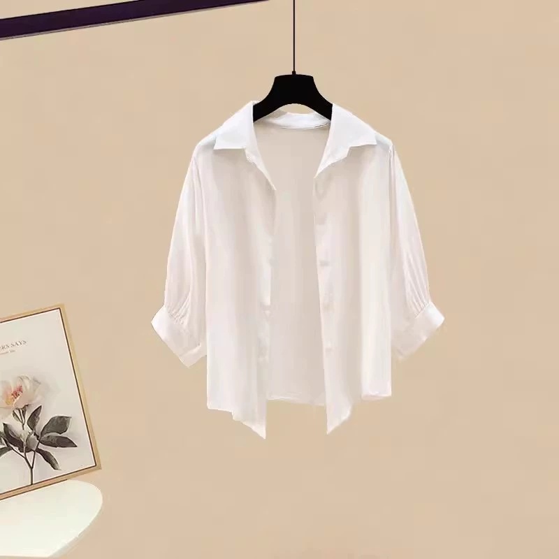 【單品可選】顯瘦三件套-白襯衫+條紋背心+牛仔半身裙 輕鬆時尚搭配